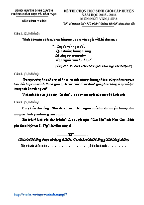 Đề thi chọn học sinh giỏi cấp huyện môn Ngữ văn Lớp 8 - Năm học 2015-2016 - Phòng GD và ĐT huyện Bình Xuyên (Có đáp án)